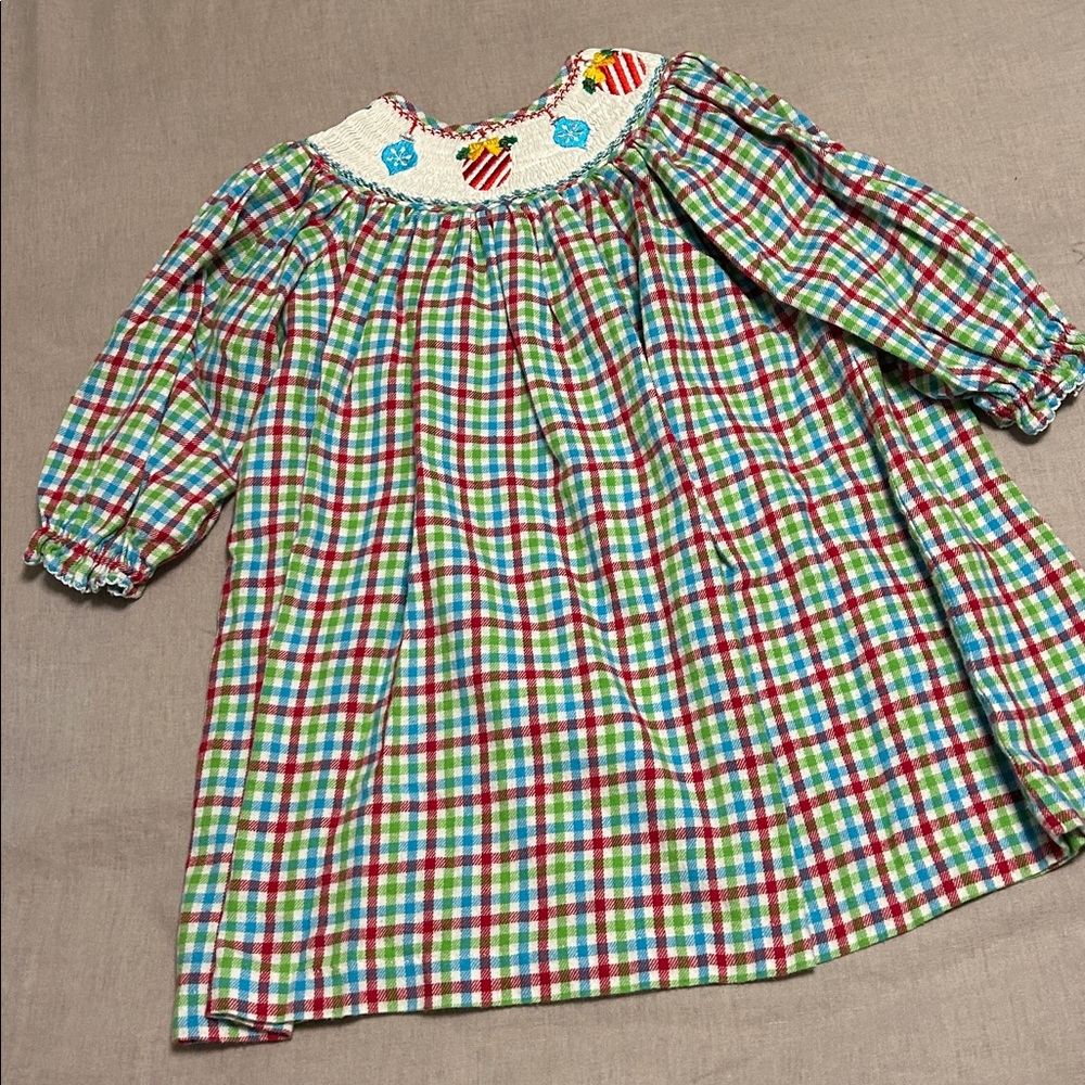 Marmellata Colorful Plaid Dress with Embroidered Details.  Flannel
